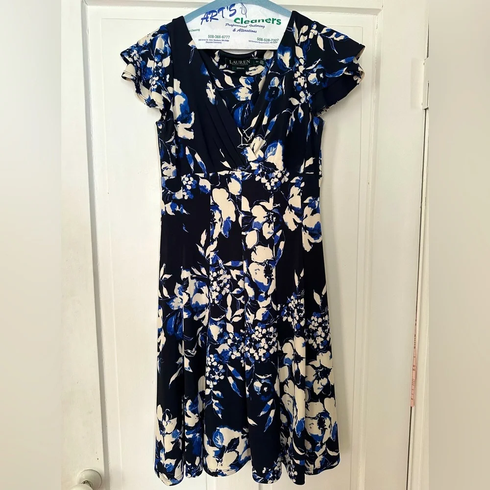 Lauren Ralph Lauren Floral Black Cap Sleeve Dress - Picture 3 of 4